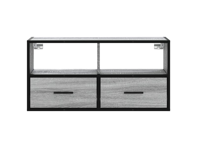  Meuble tv - banc tv - meuble de rangement sonoma gris 80x31x39,5 cm bois d'ingénierie et métal  - Conforama D