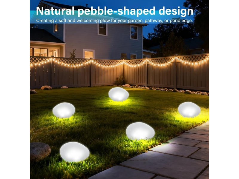  Lot de 1 galets lumineux solaires pour jardin, led étanches – décoration d'allée, pelouse et terrasse-lumière blanche  - Conforama E