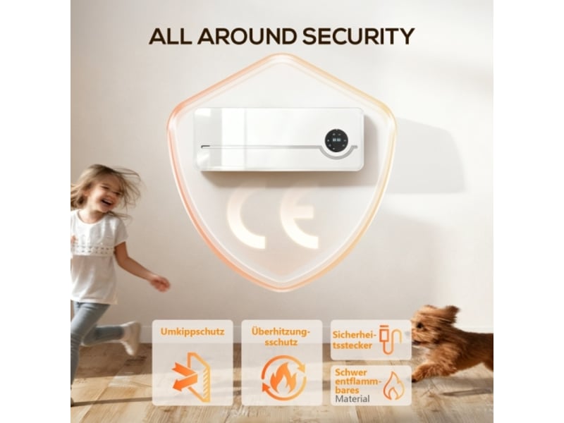 Chauffage mural céramique 2000 w avec ventilateur, télécommande, 2 modes de chauffage et écran led - Conforama D