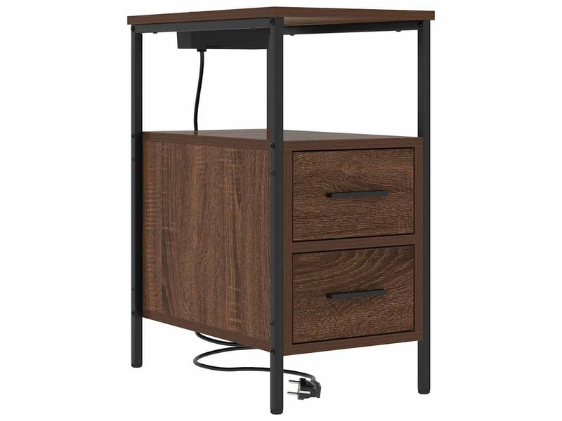 Table de chevet avec tiroir 2 pièces chêne brun 30 x 48 x 61 cm - Conforama E
