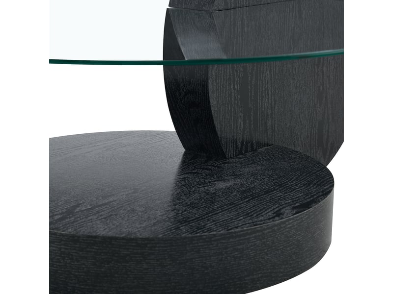  Table basse rectangulaire 90×70×44 cm, mdf et verre, noir et transparent Fay Lum - Conforama E