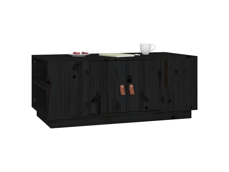  Table basse - table de salon - table à thé noir 100x50x41 cm bois massif de pin  - Conforama E