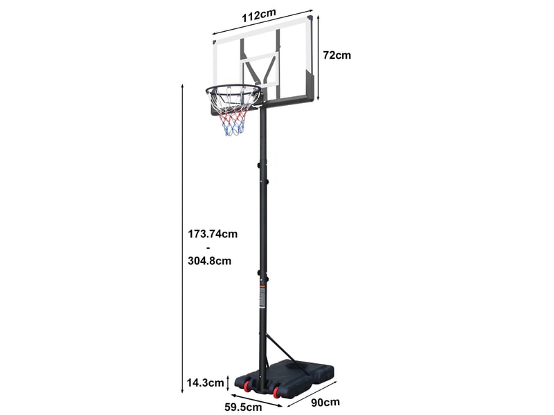  Panier de basket extérieur réglable 173,74–304,8 cm, roulettes, revêtement antirouille  - Conforama C