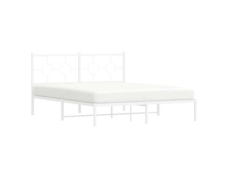Lit double- lit adulte - cadre de lit métal sans matelas et tête de lit blanc 150x200 cm - Conforama C