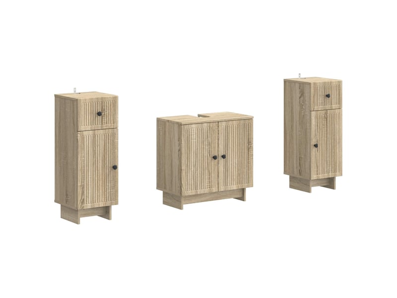 Ensemble de meuble de salle de bain 3 pièces ede chêne sonoma cf63416 - Conforama A
