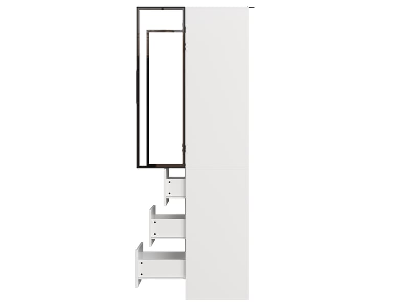  Vitrine blanche à led avec portes vitrées et cadre aluminium, en panneaux de particules, 60 × 40 × 180 cm, pour salon  - Conforama E