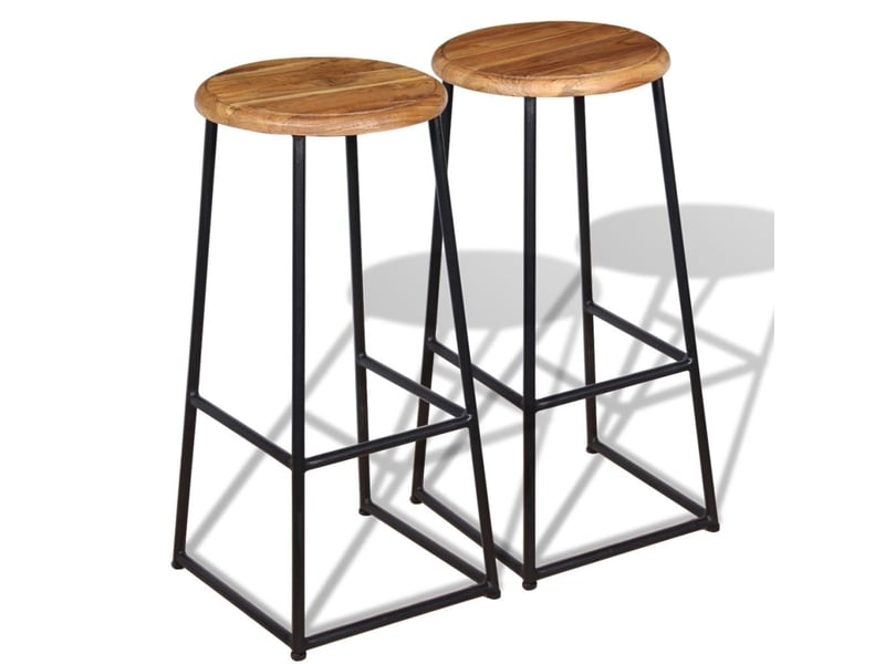  Lot de deux tabourets de bar design chaise siège teck massif marron 1202160  - Conforama A