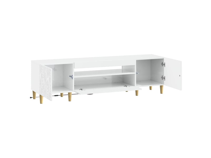 Meuble tv - banc tv - meuble de rangement led blanc brillant bois d'ingénierie - Conforama E