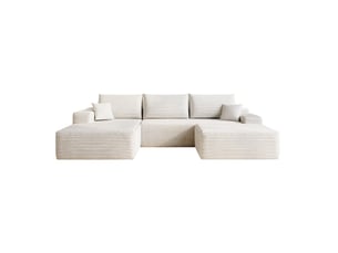 Canapé d'angle modulaire 270cm - canapé en l avec méridienne gauche, velours côtelé, sans montage - blanc