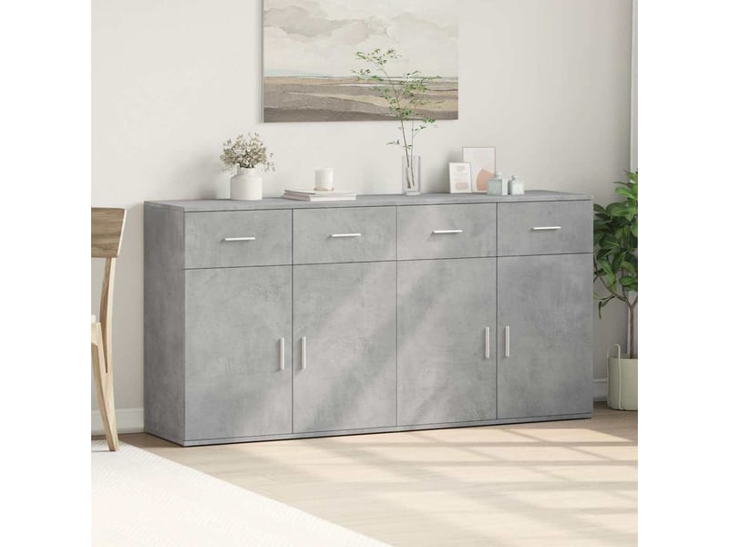  Buffets 2 pcs - bahut - meuble de rangement gris béton 79x38x80 cm bois d'ingénierie  - Conforama C