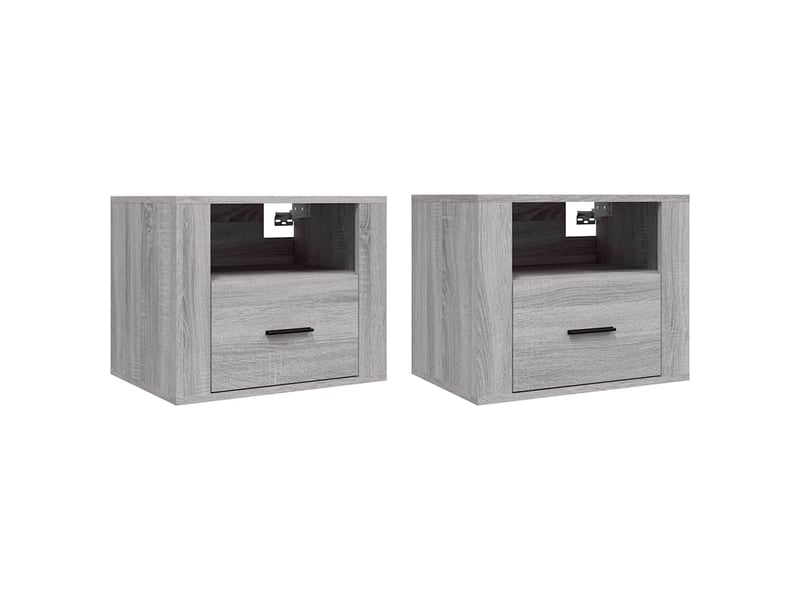  Lot de 2 tables de chevet - cabinet de chevet - table de nuit murales sonoma gris 50x36x40 cm  - Conforama A