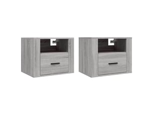 Lot de 2 tables de chevet - cabinet de chevet - table de nuit murales sonoma gris 50x36x40 cm