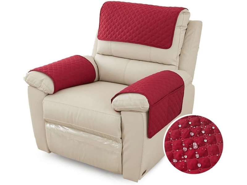  Housse d'accoudoir de canapé, housse d'appui - tête de canapé imperméable avec poche, antidérapante 1 siège, rouge  - Conforama A