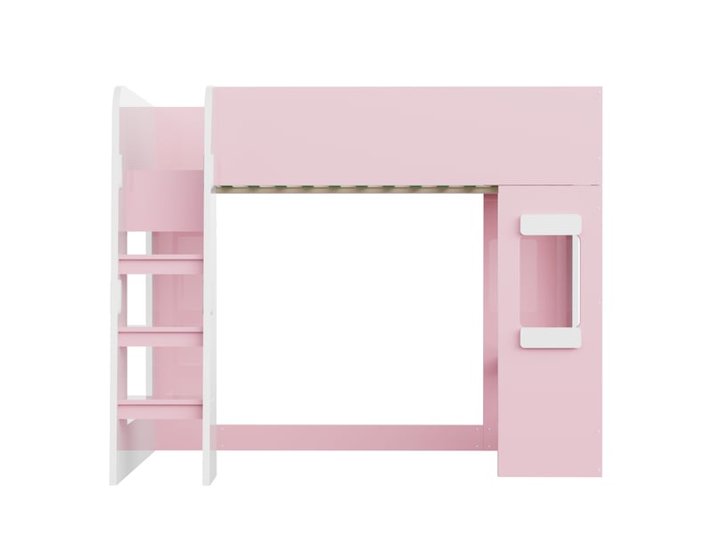  Lit mezzanine 90x200 cm avec bureau et led mdf blanc et rose sans matelas  - Conforama E