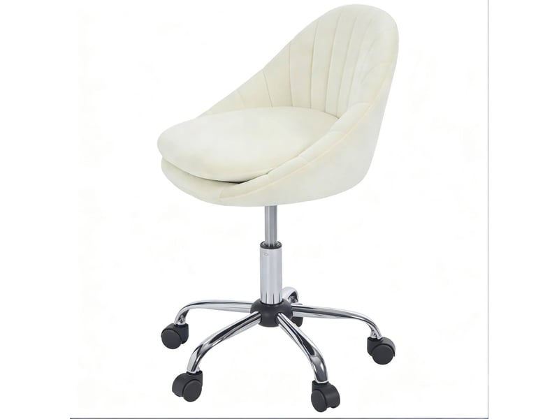  Chaise de bureau pivotante et réglable avec dossier ergonomique, roulettes et assise rembourrée en velours beige  - Conforama A