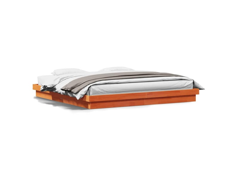  Lit double- lit adulte -  cadre de lit à led sans matelas 200x200 cm bois massif  - Conforama C