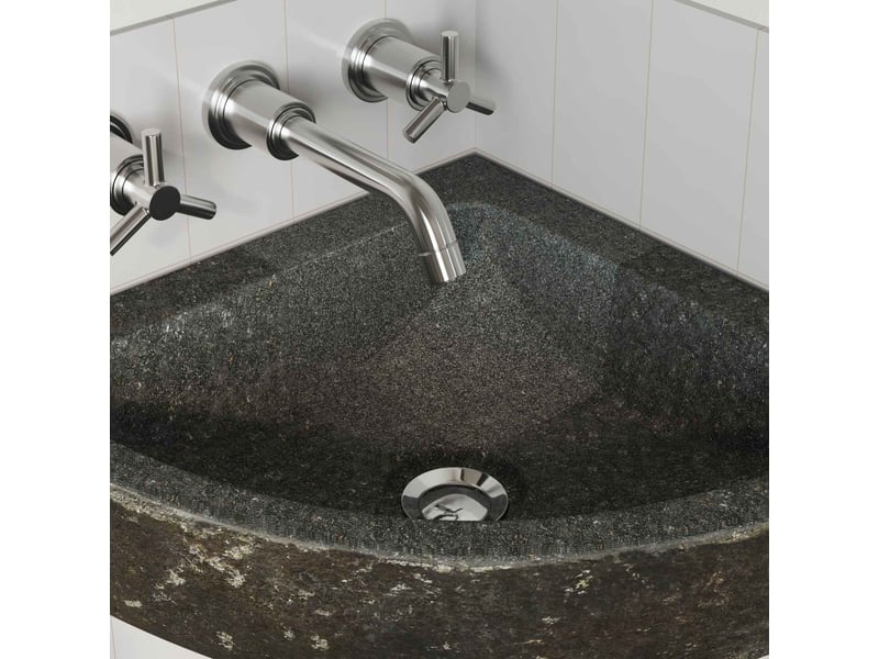  Lavabo de salle de bain, vasque à poser gris (38-45) x (38-45) x 12 cm pierre de rivière cf65674  - Conforama C
