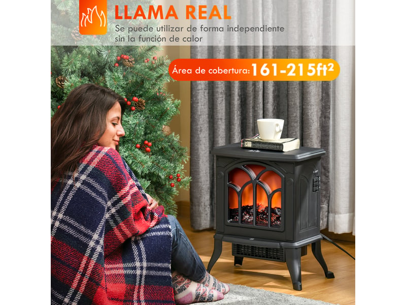  Cheminée électrique sur pied 750 ou 1500 w, effet flamme led, thermostat, 15 à 20 m², noir  - Conforama R