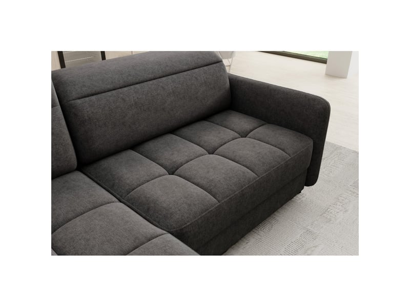  Canapé d'angle gauche convertible barnea 208 cm gris foncé avec rangement  - Conforama D
