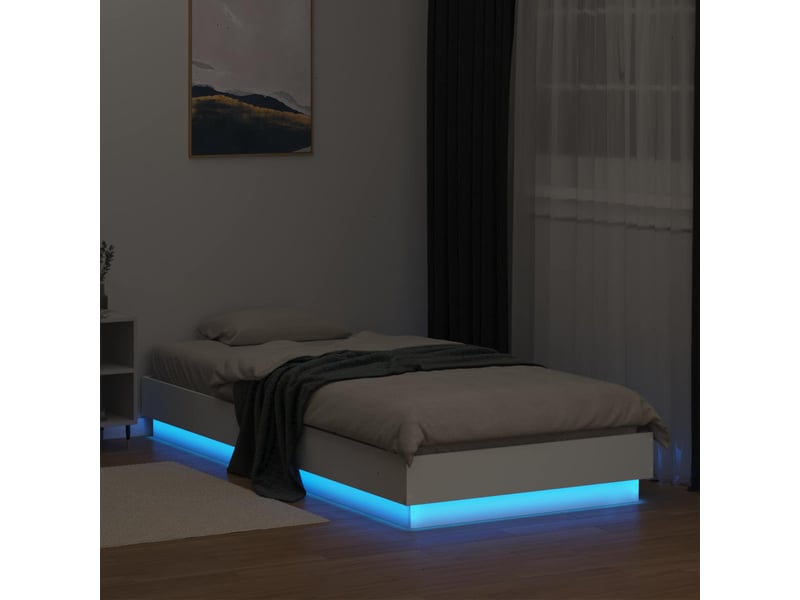  Lit simple- lit adulte -  cadre de lit avec led blanc 80 x 200 cm bois d'ingénierie  - Conforama B