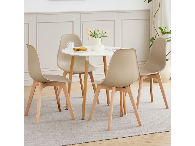  Lot de 4 chaises de salle à manger scandinaves - kaki - pieds en hêtre  - Conforama E