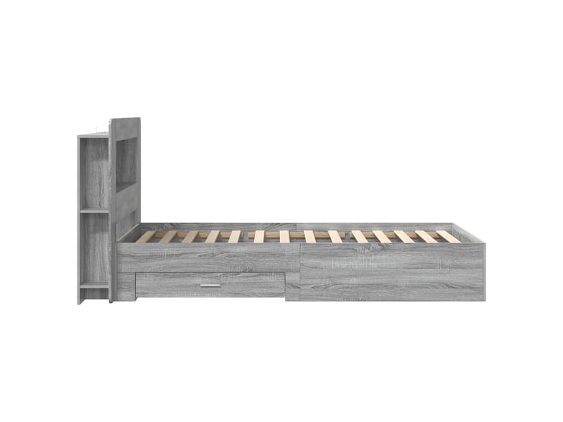  Lit simple- lit adulte -  cadre de lit avec rangement sonoma gris 80 x 200 cm  - Conforama D