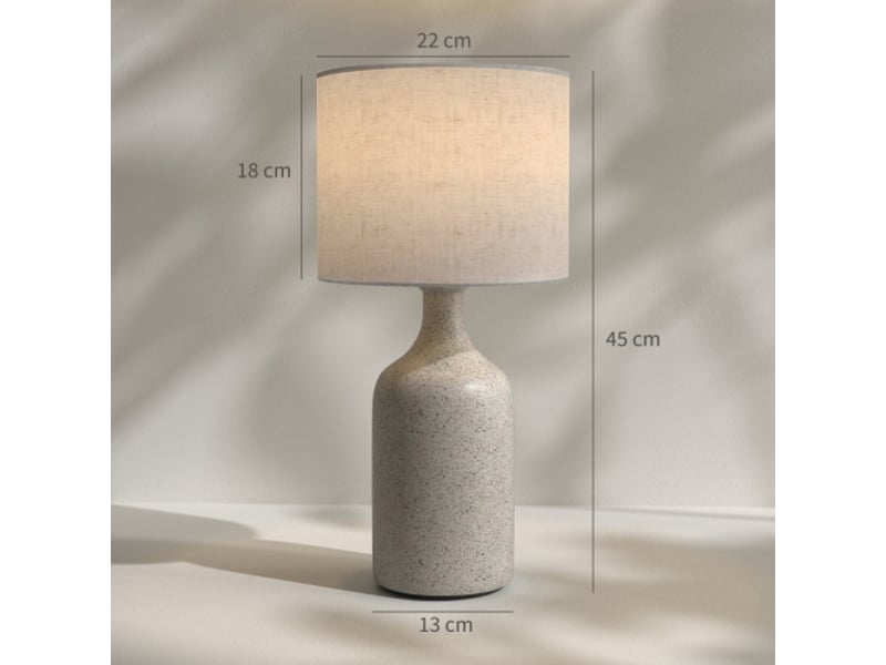  Lampe de table en céramique sable et beige, abat-jour en lin, 22 x 22 x 45 cm, pour chevet et bureau  - Conforama D