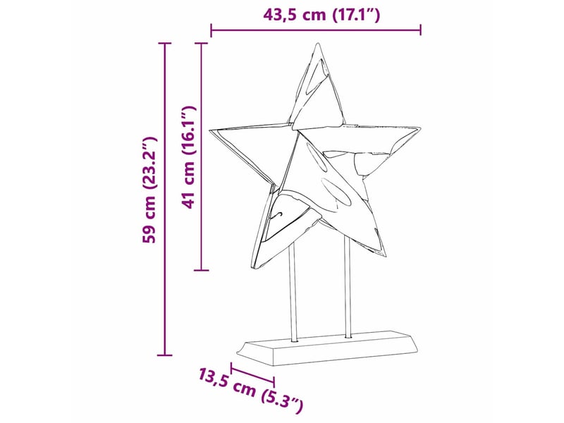 Étoile de noël marron 43,5 x 13,5 x 59 cm bois de teck massif cf61916 - Conforama E