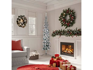 Demi sapin de noël - arbre de noël artificiel mince avec neige floquée 180 cm