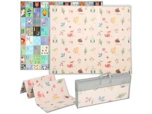 Tapis de jeu bébé pliable double face, 176,5x148 cm, motifs alphabet et animaux, motricité enfant