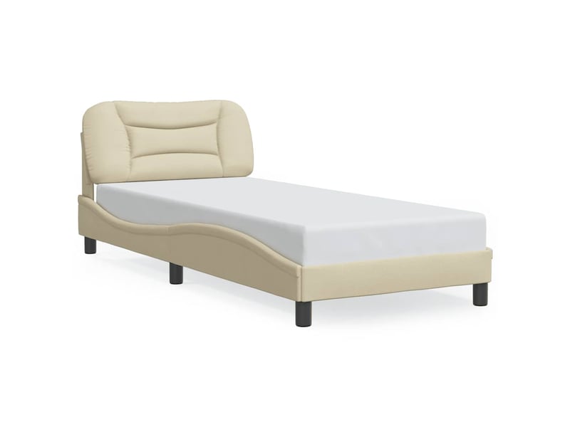  Lit simple- lit adulte -  cadre de lit sans matelas hvar crème 90x190 cm tissu  - Conforama A