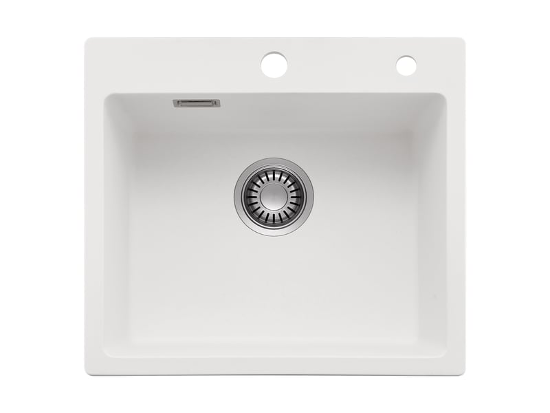  Cecipa max évier en granit 50x45cm - évier de cuisine - évier simple blanc - avec système d’évacuation - pour meuble de 50 cm  - Conforama A