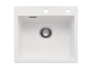 Cecipa max évier en granit 50x45cm - évier de cuisine - évier simple blanc - avec système d’évacuation - pour meuble de 50 cm