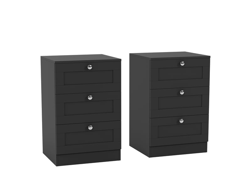  Table de chevet altino 3 tiroirs, commode de nuit, chambre, set de 2, 62x40x36cm, noir 3332179 - Conforama A