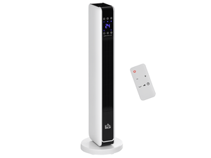 Chauffage électrique soufflant, 2200 w, tour chauffante en céramique avec télécommande, minuterie 8 heures, oscillation, abs pa,  21 x 21 x 73 cm