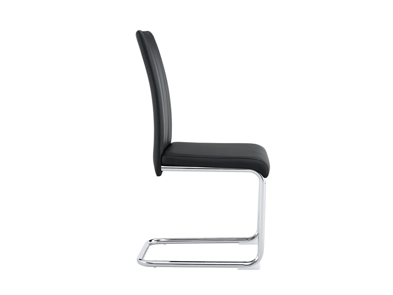  Lot de 4 chaises de salle à manger 41.5x42.5x99cm – chaises cantilever modernes à dossier haut avec métal argenté chromé – simili cuir - noir  - Conforama A