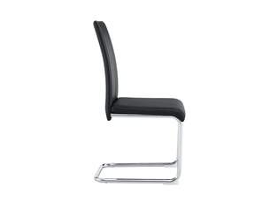 Lot de 4 chaises de salle à manger 41.5x42.5x99cm – chaises cantilever modernes à dossier haut avec métal argenté chromé – simili cuir - noir
