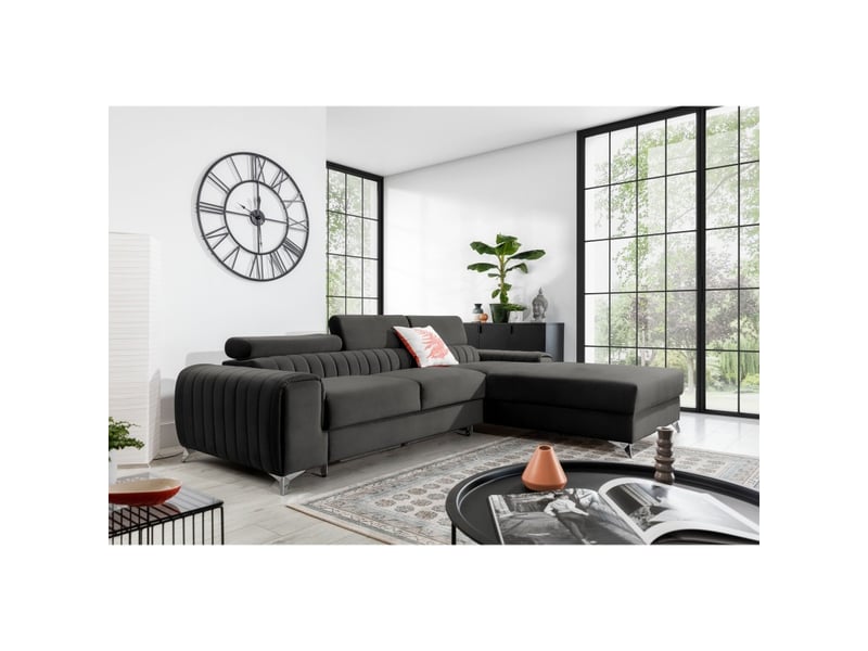  Canapé d'angle droit gris foncé convertible 3 places jayson grand confort  - Conforama E