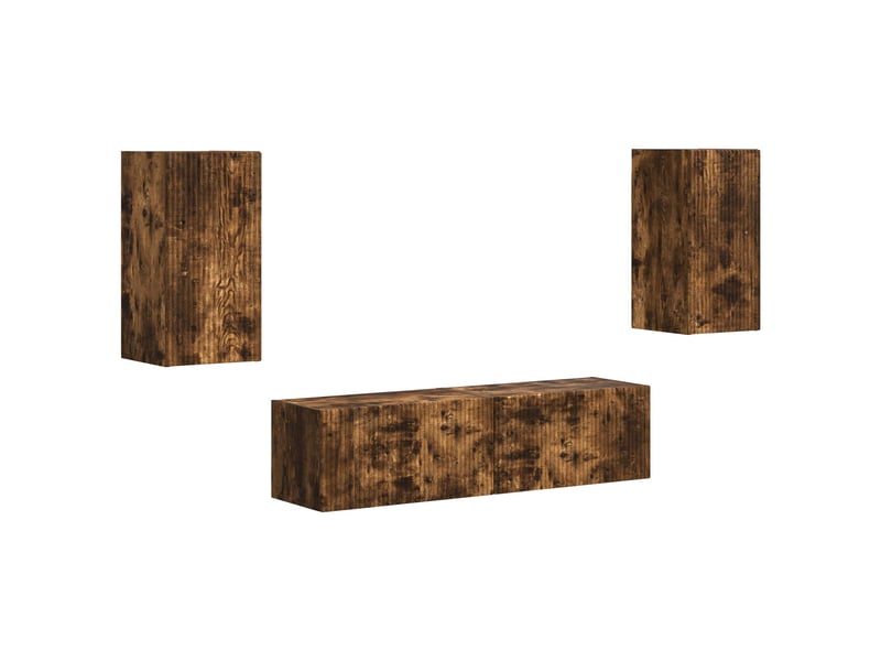  Ensemble meuble tv - banc tv - meuble de rangement 4 pcs chêne fumé bois d'ingénierie  - Conforama A