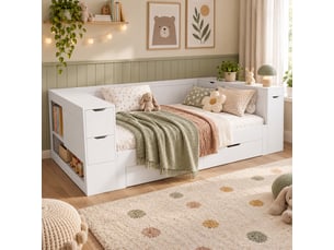 Lit coffre 140x190 cm <strong></strong> <strong></strong> coloris blanc