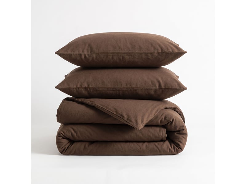  Parure de lit 240x220 flanelle marron terre de nuit  - Conforama A