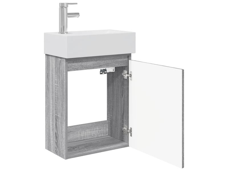 Meuble de rangement salle de bain avec robinet sonoma gris shl832 - Conforama D