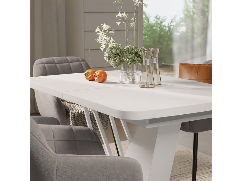  Vicco ensemble de table à manger, blanc, 120x80cm avec 4 chaises de salle à manger  - Conforama D