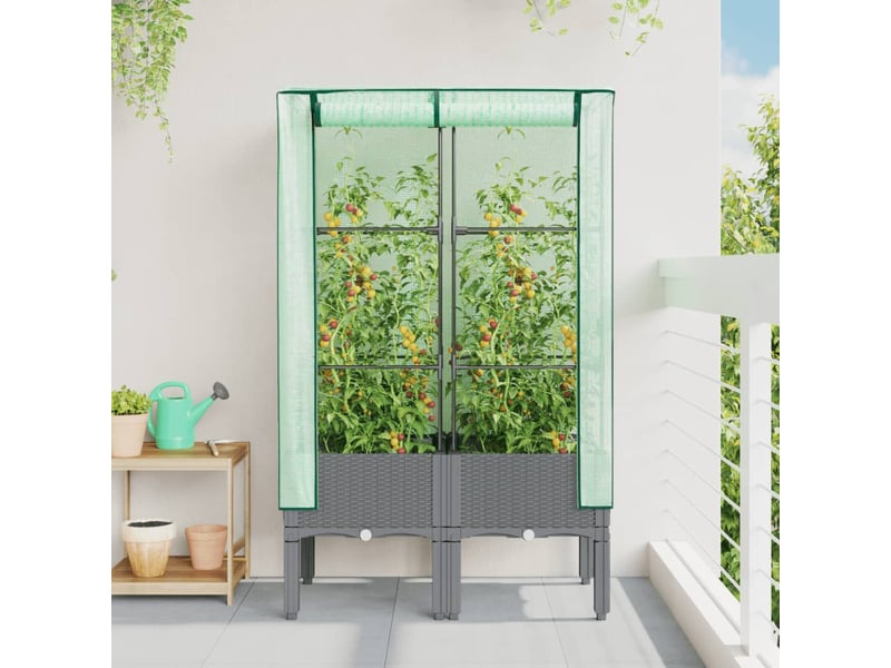  Jardinière - bac à fleurs surélevée avec housse aspect rotin 80x40x140 cm  - Conforama C