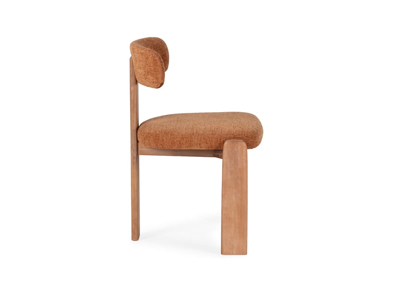  Lot de 2 chaises repas design en tissu texturé rouille et bois  - Conforama D