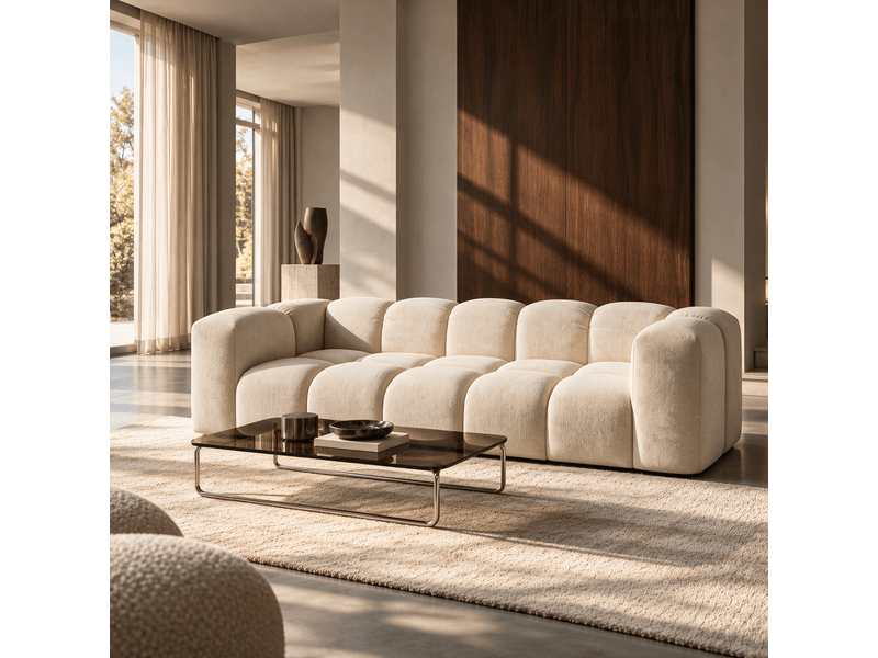 Canapé 3 places en tissu tramé toucher doux crème clark 1CLA3PTTCR - Conforama B