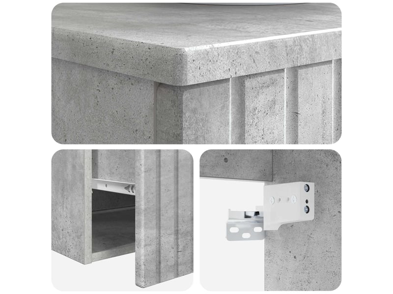 Meuble de lavabo mural, rangement salle de bain gris béton 49x44.5x65 cm - Conforama E