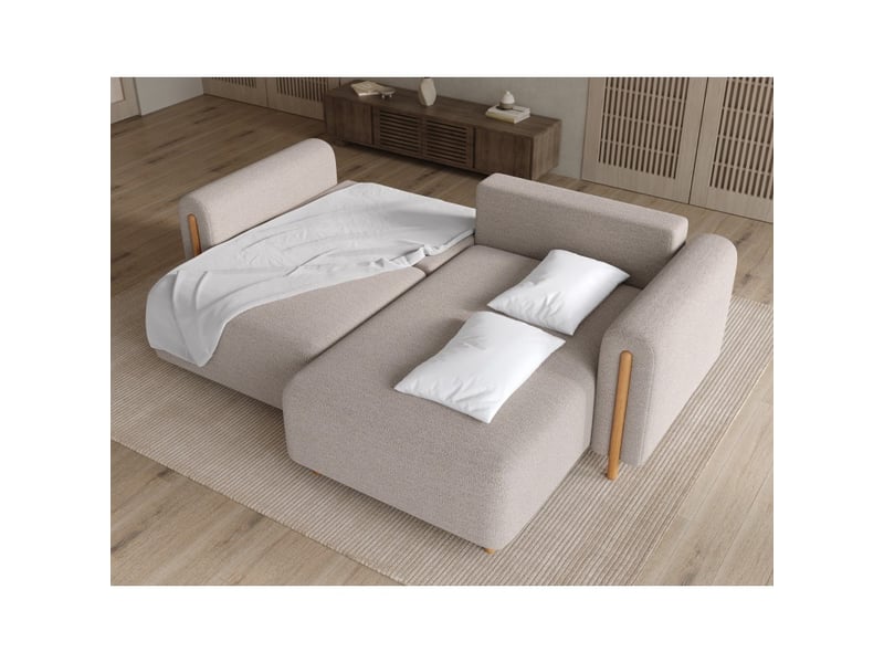 Canapé d'angle convertible arvessa sable chenille – angle droit - Conforama D