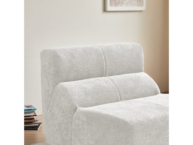 Fauteuil blanc velours moderne sans accoudoirs canapé salon compact design contemporain  - Conforama W