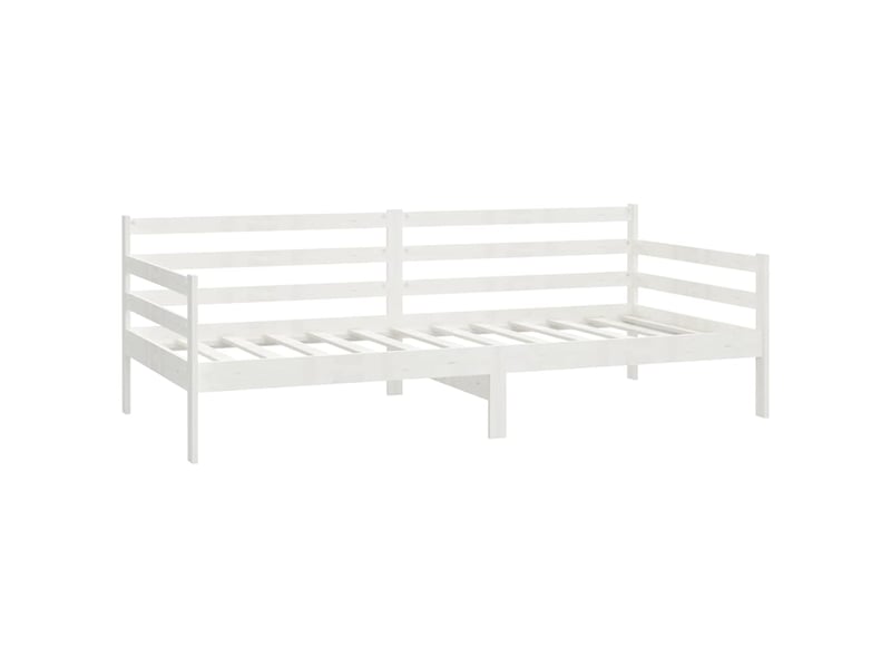 Lit simple- lit adulte -  lit de jour sans matelas blanc bois de pin massif 90x200 cm  - Conforama D